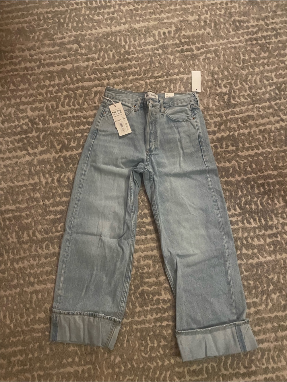 Denim Forum Light Blue Cropped Straight Jeans